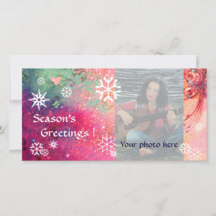 VLIEGENTUIG pink ,roze,groen,wit Feestdagenkaart
