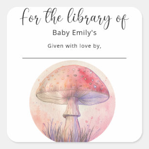 Vliegenzwam sprookjesbos - baby bibliotheek vierkante sticker
