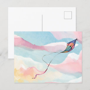 Vlieger   Luchtige Waterverf Lucht Briefkaart