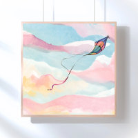 Vlieger vliegen | Luchtige Aquarel Lucht Schilderi