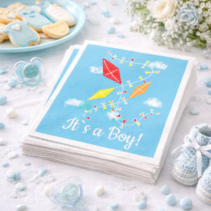 Vliegers in de Lucht Het is een Jongen Baby Borrel Servet