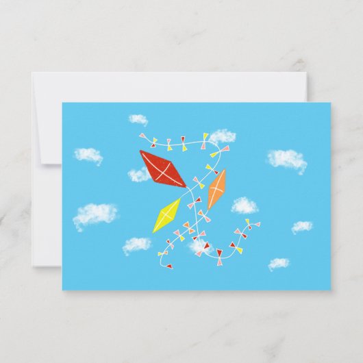 Vliegers Wolken Blauw Kinderen Foto Verjaardag Bedankkaart (Achterkant)