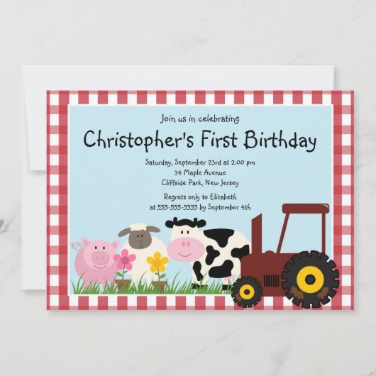 Vliegfeestdagen bij Boerderijen met een Cute Anima Kaart (Voorkant)