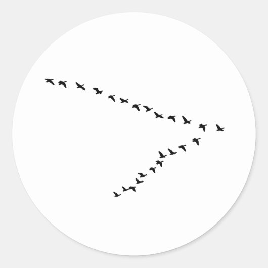 Vliegganzenformatie "V" Ronde Sticker (Voorkant)