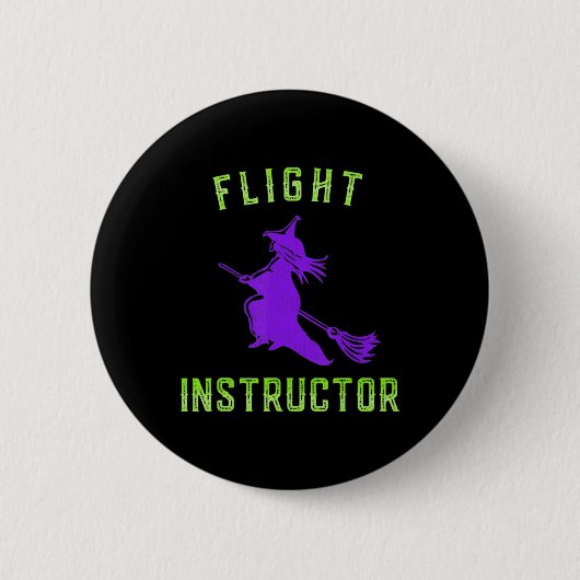 Vlieginstructeur heks Halloween Ronde Button 5,7 Cm (Voorkant)