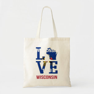 Vliegliefde van de staatsvlag van Wisconsin Tote Bag
