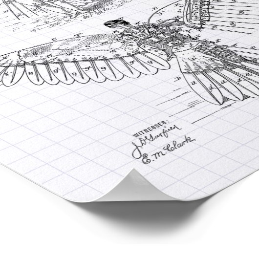 Vliegmachine 1889 Kunst met patenten - Lijnspeper Poster (Hoek)