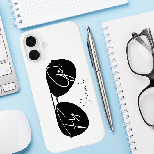 Vliegmeisje Script Zwarte Aviator Zonnebril, Aange Case-Mate iPhone Case