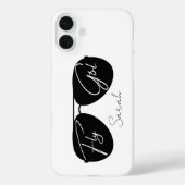 Vliegmeisje Script Zwarte Aviator Zonnebril, Aange Case-Mate iPhone Case (Achterkant)