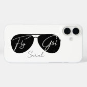 Vliegmeisje Script Zwarte Aviator Zonnebril, Aange Case-Mate iPhone Case (Achterkant (horizontaal))