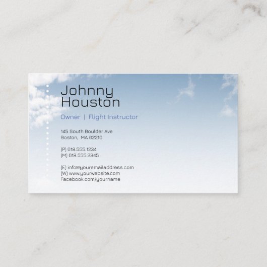 vliegschool | instructeur visitekaartje (Achterkant)