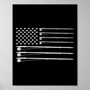 Vliegstaaf Vissen Amerikaanse Vlag Poster