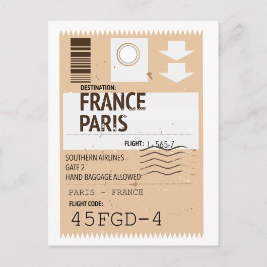 vliegticket Parijs frankrijk Briefkaart (Voorkant)