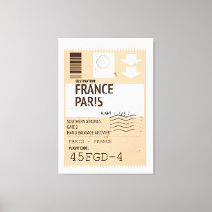 vliegticket Parijs frankrijk Canvas Afdruk