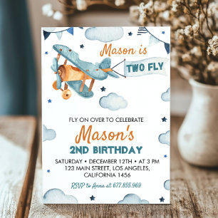  vliegtuig 2e verjaardag kaart