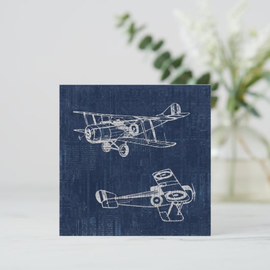 vliegtuig Art Newspapier Text & Script Style Kaart (Staand voorkant)