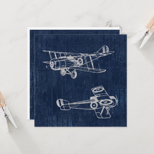 vliegtuig Art Newspapier Text & Script Style Kaart (Voorkant / Achterkant in situ)