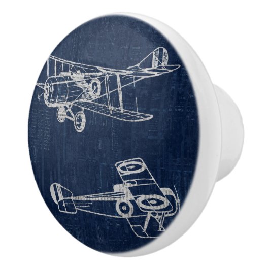 vliegtuig Art Newspapier Text & Script Style Keramische Knop (Rechts)