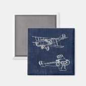  vliegtuig Art Newspapier Text & Script Style Magneet (Voorkant / Achterkant)