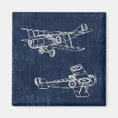  vliegtuig Art Newspapier Text & Script Style Magneet (Voorkant)