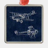 vliegtuig Art Newspapier Text & Script Style Metalen Ornament (Voorkant)