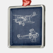 vliegtuig Art Newspapier Text & Script Style Metalen Ornament (Links)