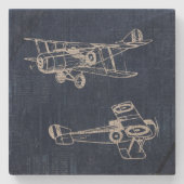  vliegtuig Art Newspapier Text & Script Style Stenen Onderzetter (Voorkant)