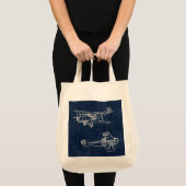  vliegtuig Art Newspapier Text & Script Style Tote Bag (Voorkant (product))