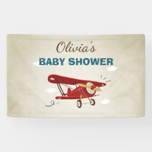 Vliegtuig Baby shower Banner Travel Adventure Boy