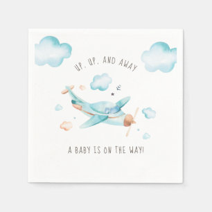 Vliegtuig Baby Shower Hemelblauwe Viering Servet