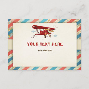 Vliegtuig Baby shower insert card Adventure Travel Kaart