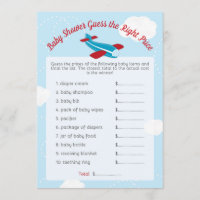 Vliegtuig Baby shower Prijs Spel Kaarten