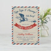  Vliegtuig Baby shower Uitnodiging voor Boy (Staand voorkant)