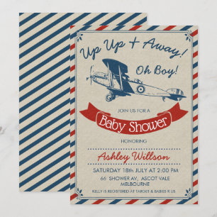  Vliegtuig Baby shower Uitnodiging voor Boy