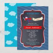 Vliegtuig baby shower uitnodigingen (Voorkant / Achterkant)