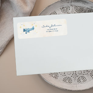 Vliegtuig Baby Shower Whimsische Jongen Baby Welko Etiket