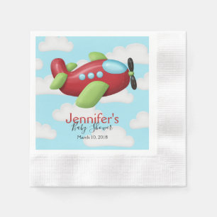 Vliegtuig babyshower servetten