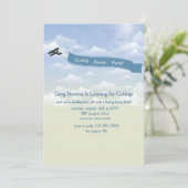 Vliegtuig banner weggaan uitnodiging (Staand voorkant)