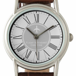 Vliegtuig begeleidende cabinepersoneel volgen horloge