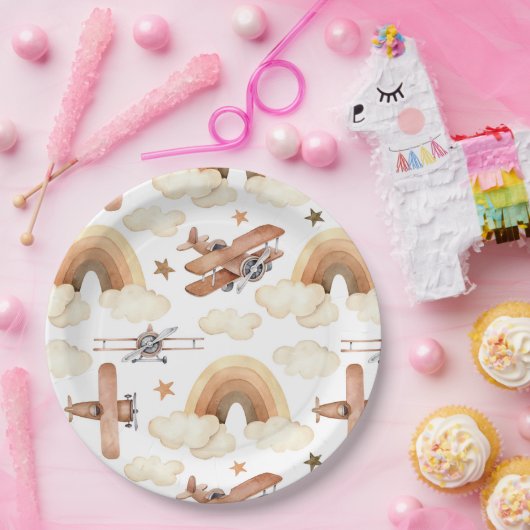 Vliegtuig Biplane Boy's Birthday Papieren Bordje (Feest)