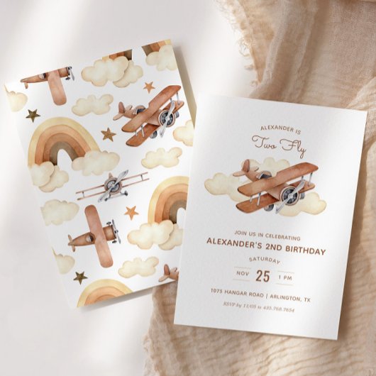  Vliegtuig Biplane Two Fly Birthday Kaart