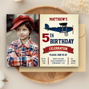 vliegtuig Birthday Party Photo Invitation Kaart