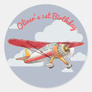 vliegtuig Birthday Ronde Sticker