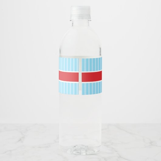 Vliegtuig (blauw & rood) Gepersonaliseerde jongen Waterfles Etiket (Achterkant)