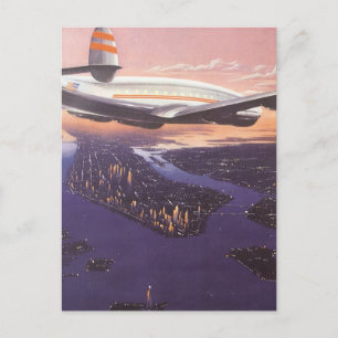  vliegtuig boven de Hudson, New York City Briefkaart