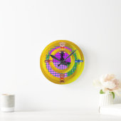 Vliegtuig Bowtie Blokken op Roze Ronde Klok (Huis)