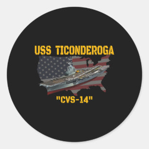 Vliegtuig Carrier Uss Ticonderoga CVS-14 Veterans  Ronde Sticker