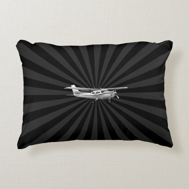 Vliegtuig Cessna Silhouette Flying Black Burst Accent Kussen (Voorkant)