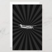 Vliegtuig Cessna Silhouette Flying Black Burst Briefpapier (Voorkant / Achterkant)