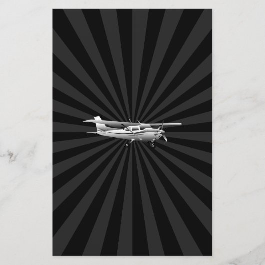 Vliegtuig Cessna Silhouette Flying Black Burst Briefpapier (Voorkant)